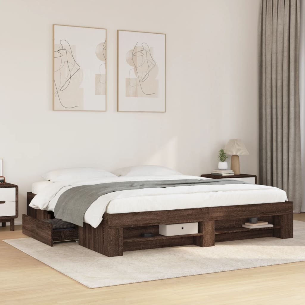 Bed Frame Without Mattress 200X200Cm Engineered Wood