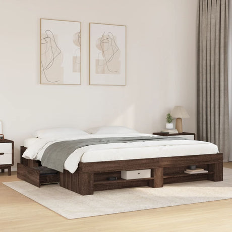 Bed Frame Without Mattress 200X200Cm Engineered Wood