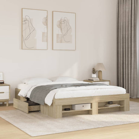 Bed Frame Without Mattress 200X200Cm Engineered Wood