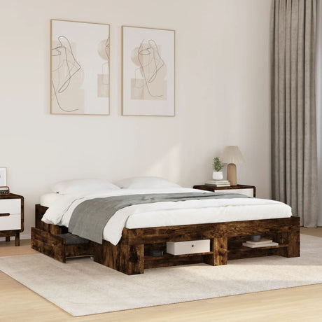 Bed Frame Without Mattress 200X200Cm Engineered Wood