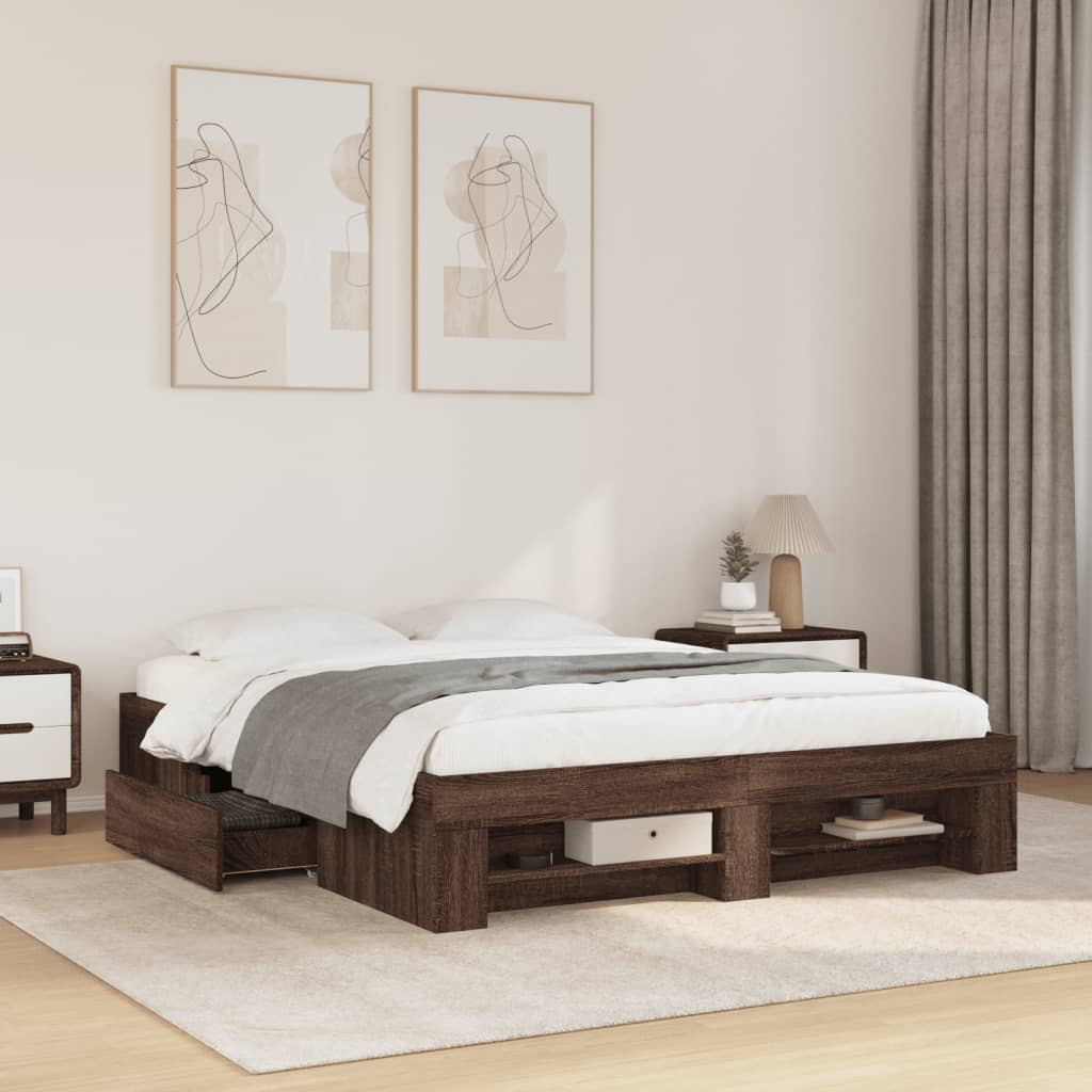 Bed Frame Without Mattress 200X200Cm Engineered Wood