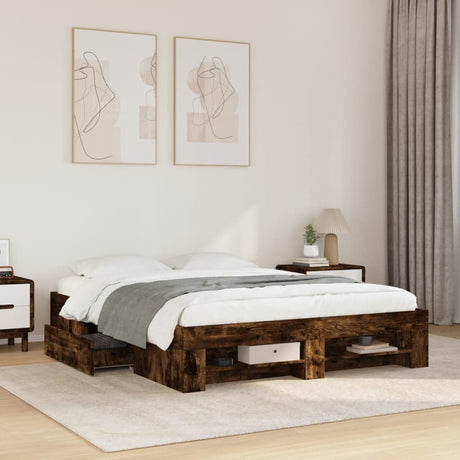 Bed Frame Without Mattress 200X200Cm Engineered Wood