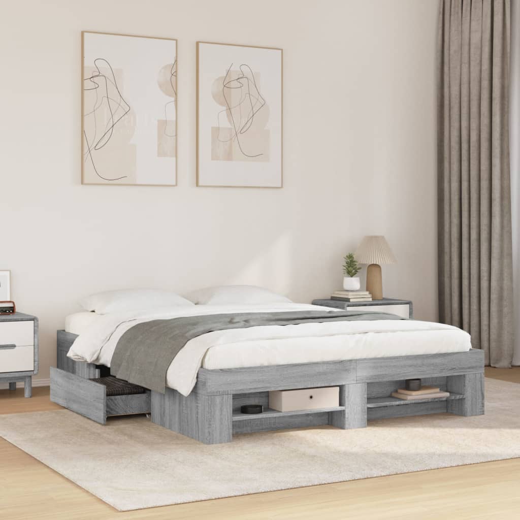 Bed Frame Without Mattress 200X200Cm Engineered Wood
