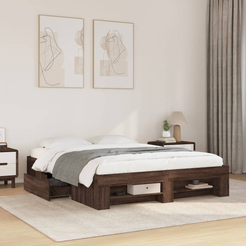 Bed Frame Without Mattress 200X200Cm Engineered Wood