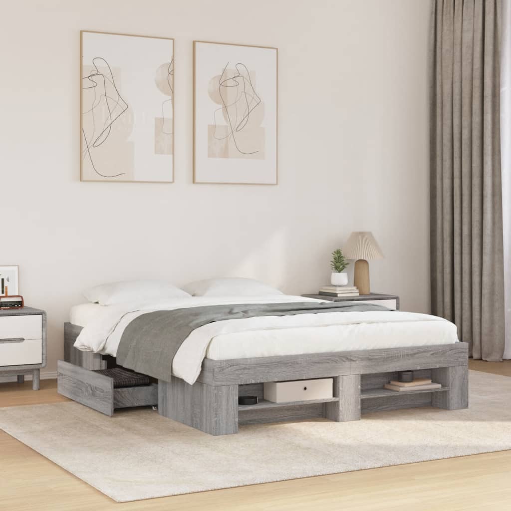 Bed Frame Without Mattress 200X200Cm Engineered Wood
