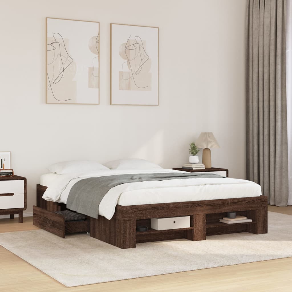 Bed Frame Without Mattress 200X200Cm Engineered Wood