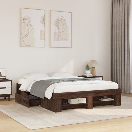 Bed Frame Without Mattress 200X200Cm Engineered Wood