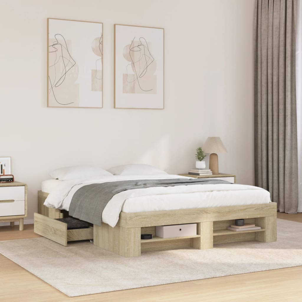 Bed Frame Without Mattress 200X200Cm Engineered Wood