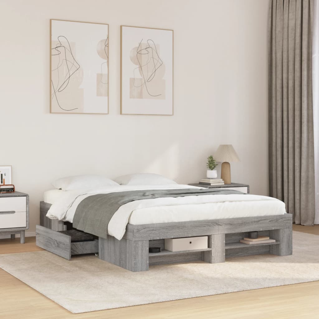 Bed Frame Without Mattress 200X200Cm Engineered Wood