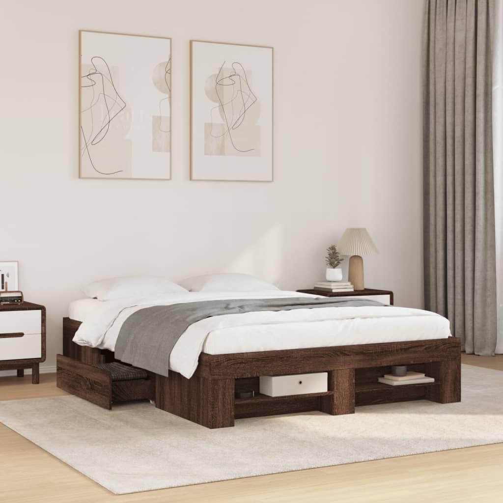 Bed Frame Without Mattress 200X200Cm Engineered Wood