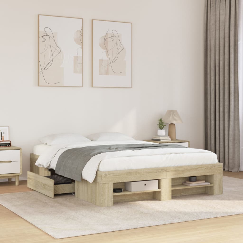 Bed Frame Without Mattress 200X200Cm Engineered Wood