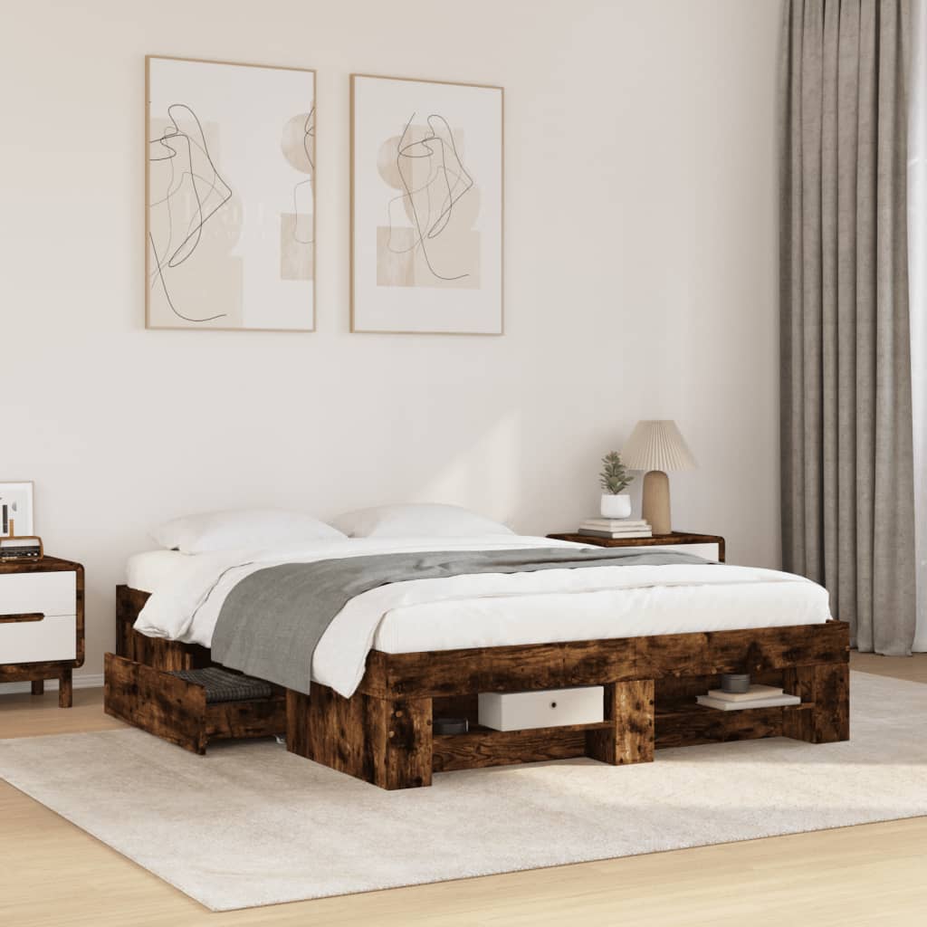 Bed Frame Without Mattress 200X200Cm Engineered Wood