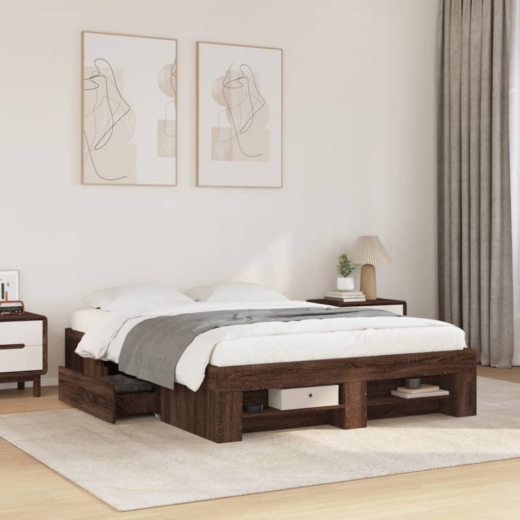 Bed Frame Without Mattress 200X200Cm Engineered Wood
