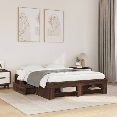 Bed Frame Without Mattress 200X200Cm Engineered Wood