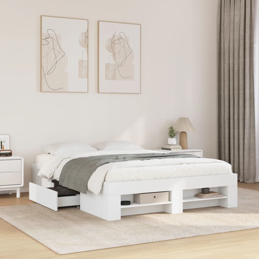 Bed Frame Without Mattress 200X200Cm Engineered Wood