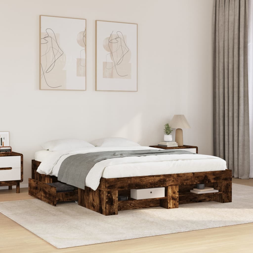 Bed Frame Without Mattress 200X200Cm Engineered Wood