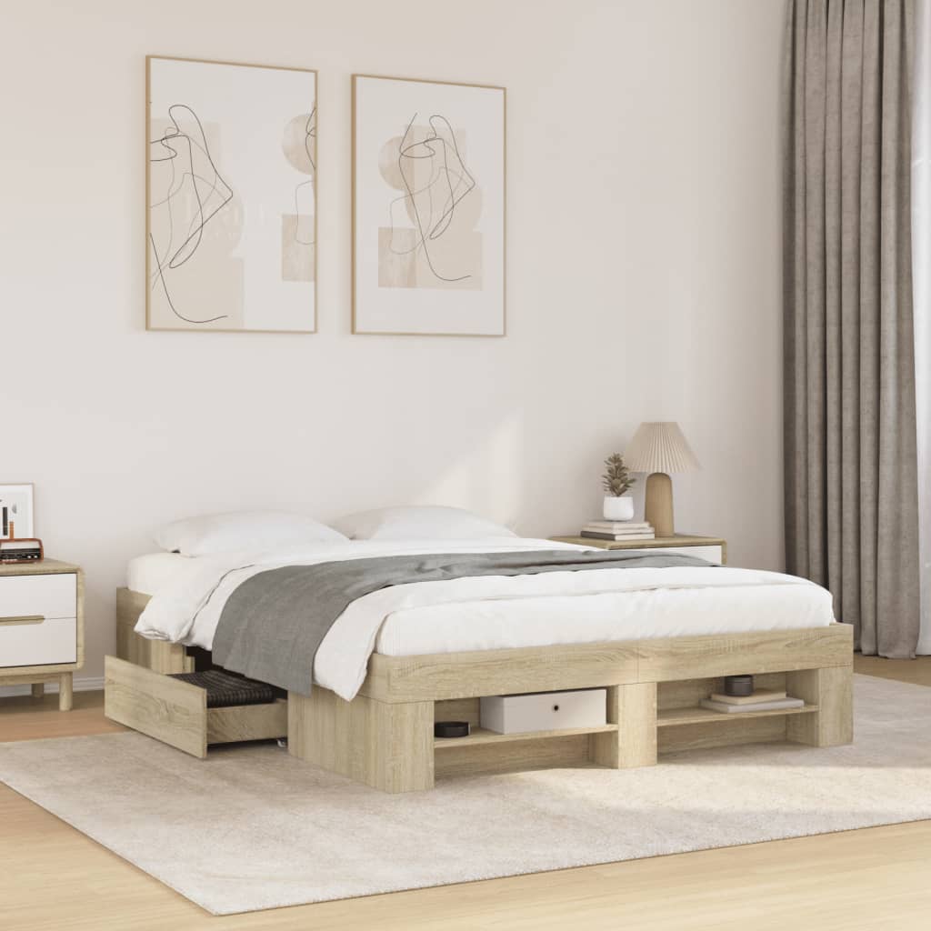 Bed Frame Without Mattress 200X200Cm Engineered Wood