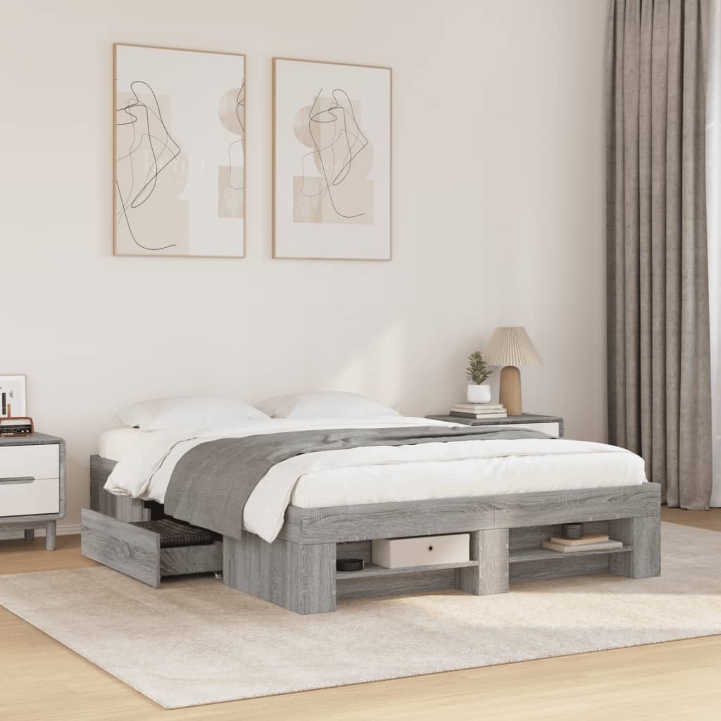 Bed Frame Without Mattress 200X200Cm Engineered Wood