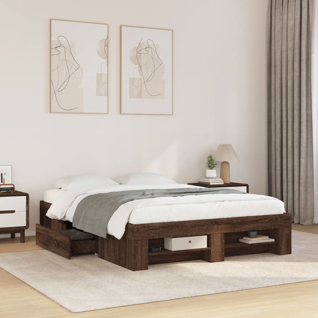 Bed Frame Without Mattress 200X200Cm Engineered Wood