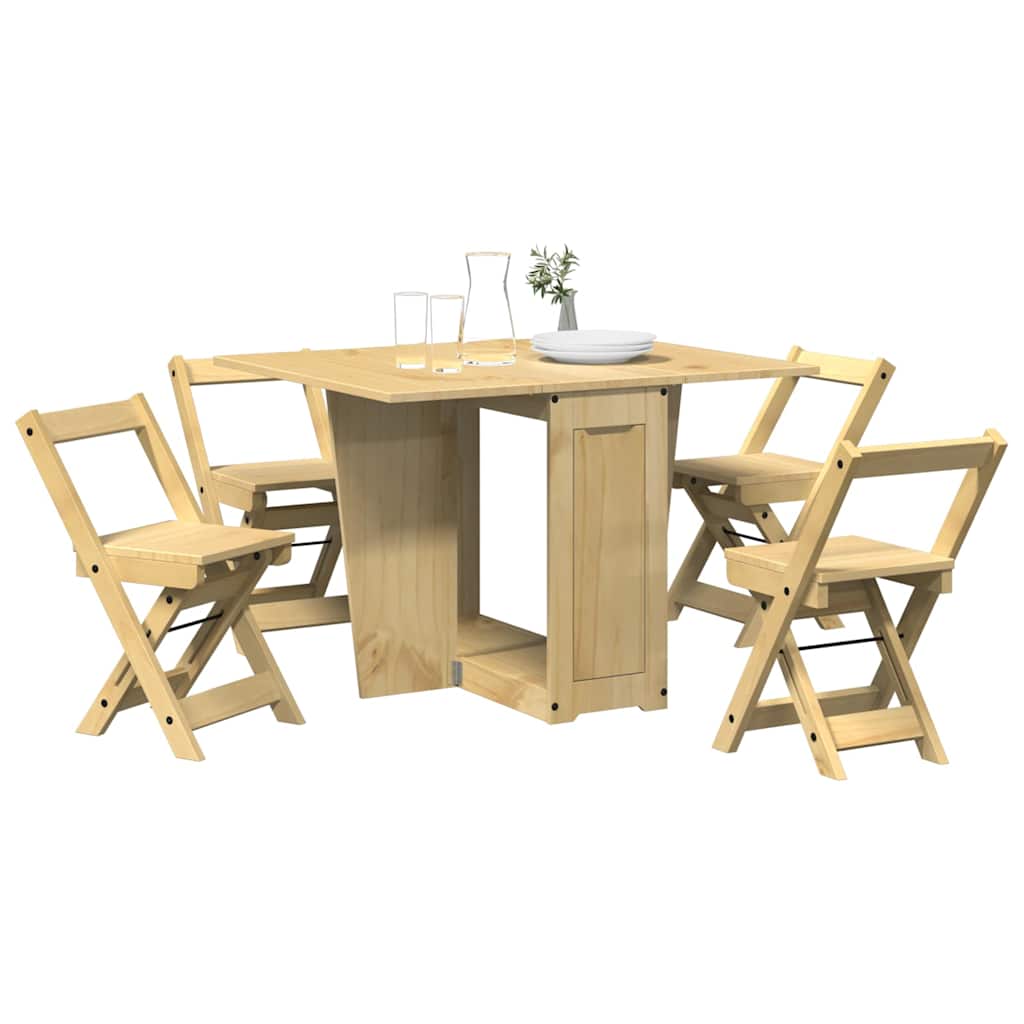 5 Piece Butterfly Dining Set Corona Foldable Pinewood