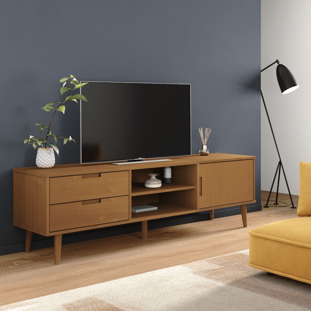 Tv Cabinet Molde Brown 158X40X49 Cm Solid Wood Pine