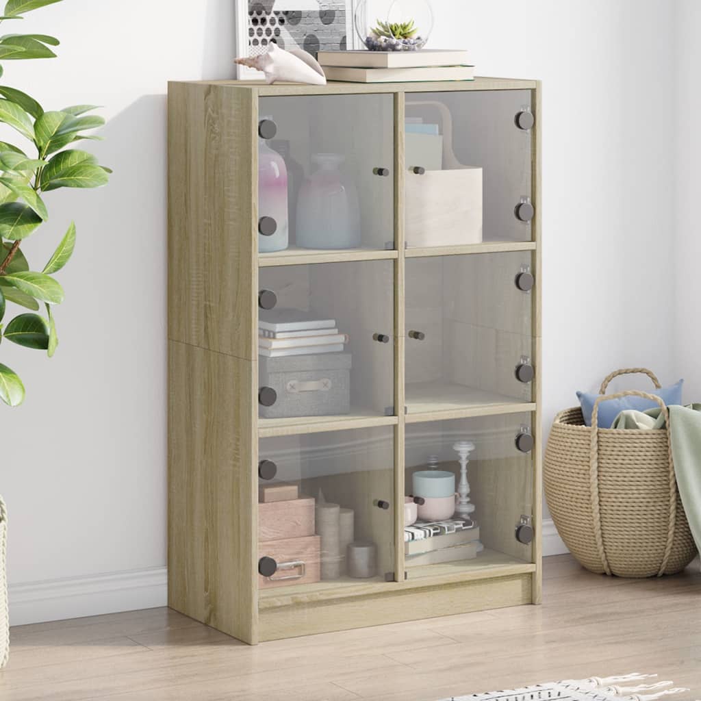 Bookcase With Doors 136X37X109 Cm Engineered Wood
