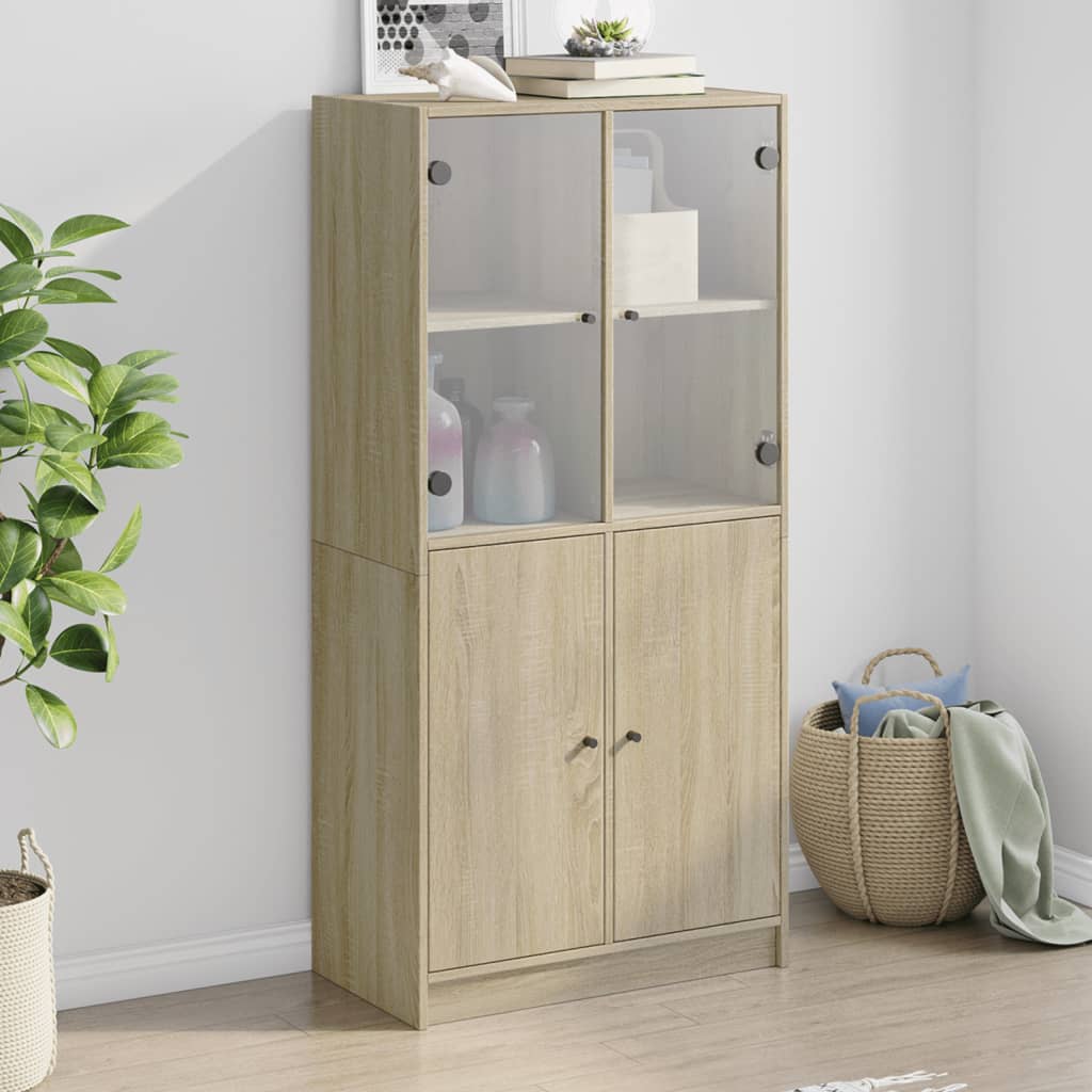 Bookcase With Doors 136X37X142 Cm Engineered Wood