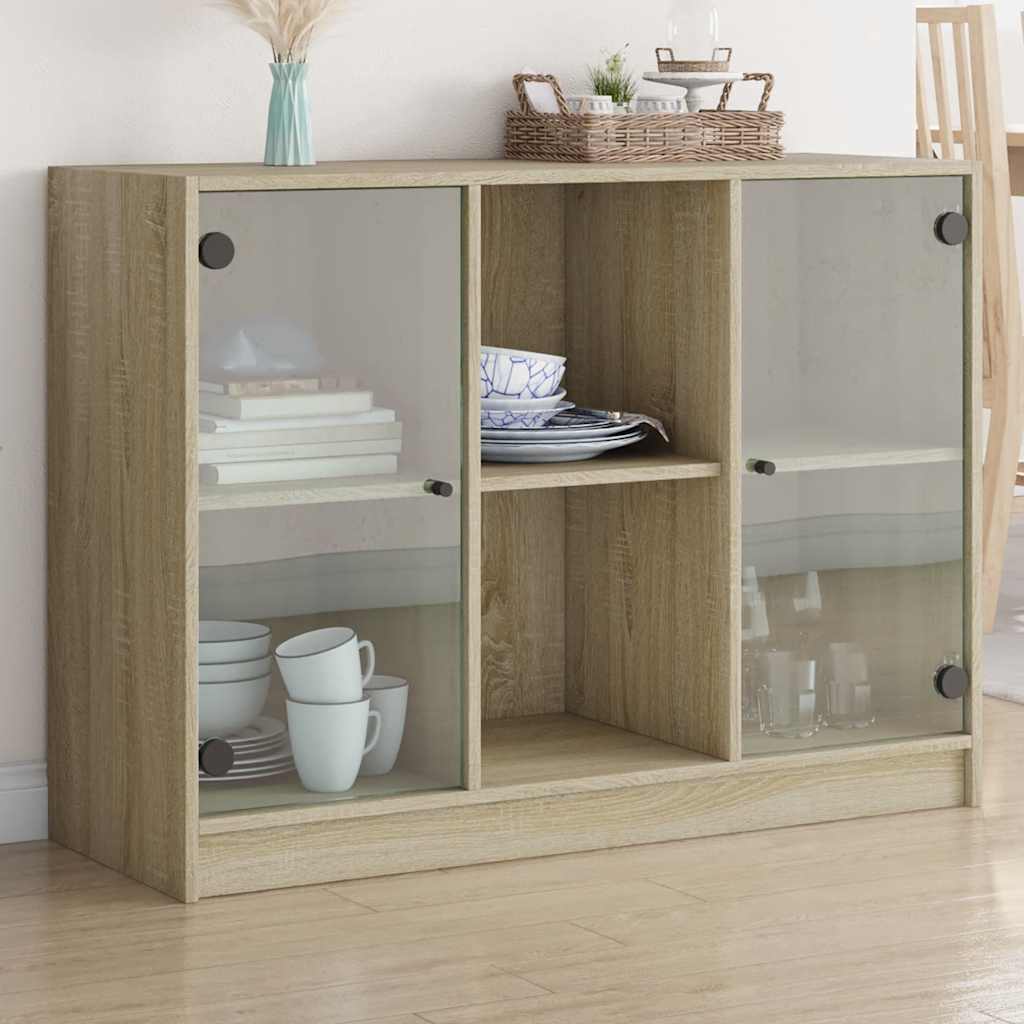 Bookcase With Doors 204X37X75 Cm Engineered Wood
