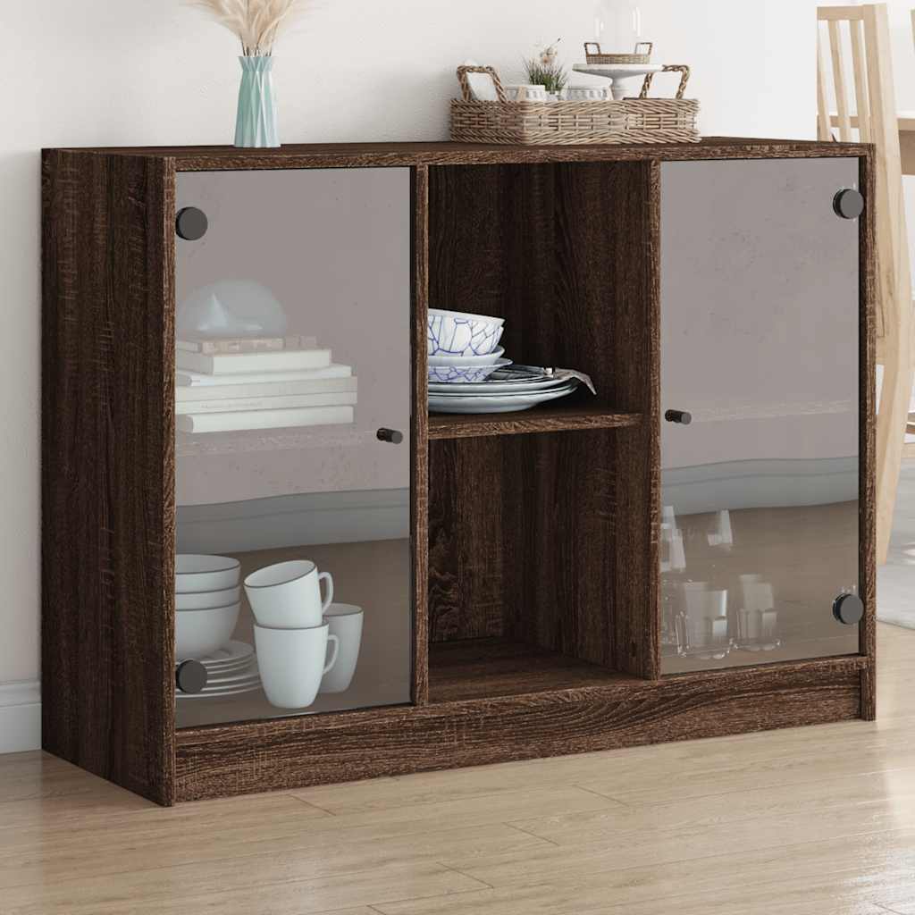 Bookcase With Doors 204X37X75 Cm Engineered Wood