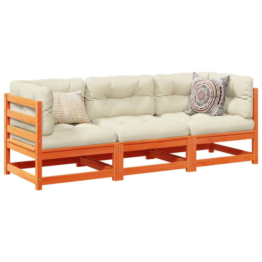 3 Piece Garden Sofa Set Solid Wood Pine