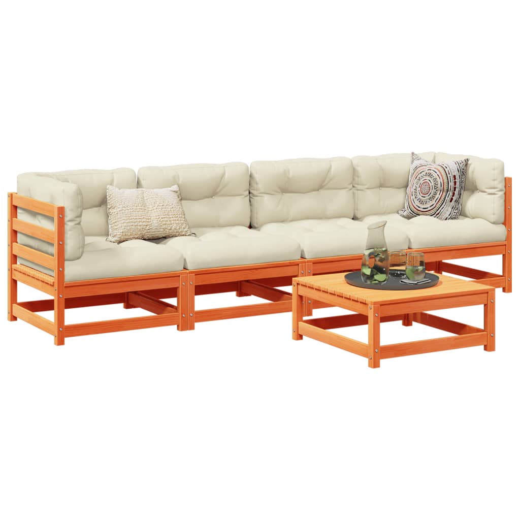 5 Piece Garden Sofa Set Solid Wood Pine