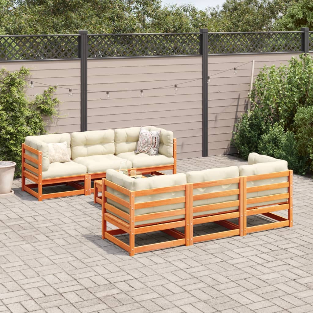 7 Piece Garden Sofa Set Solid Wood Pine