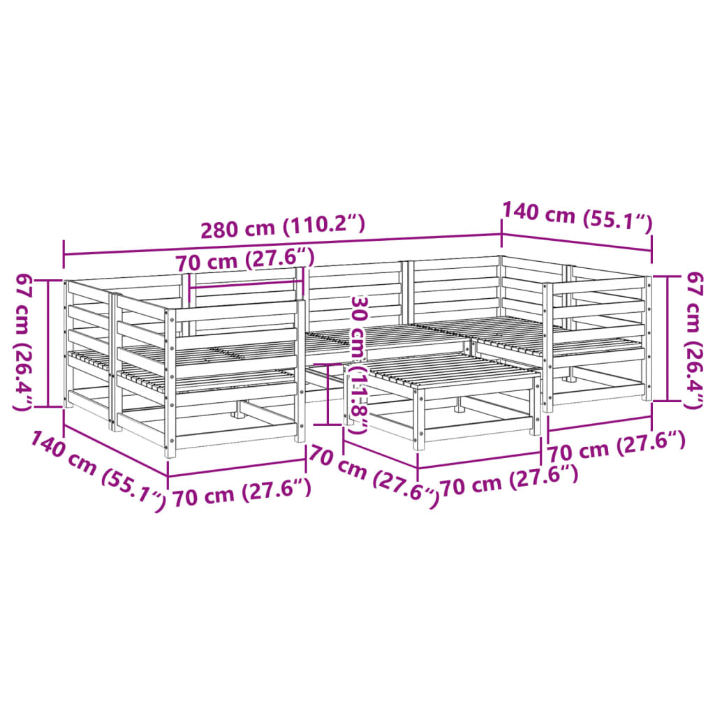 7 Piece Garden Sofa Set Solid Wood Pine