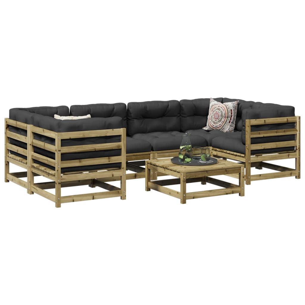 7 Piece Garden Sofa Set Solid Wood Pine