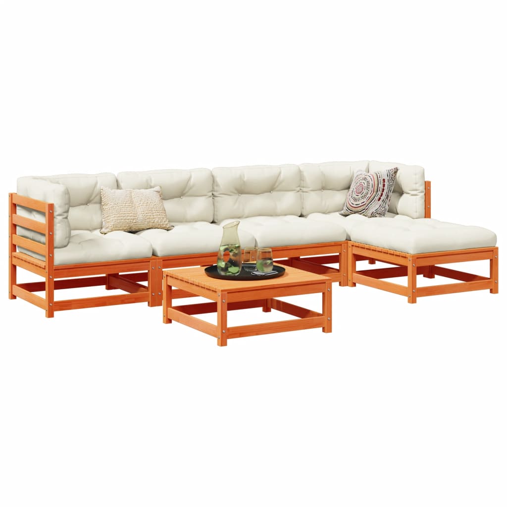 6 Piece Garden Sofa Set Solid Wood Pine
