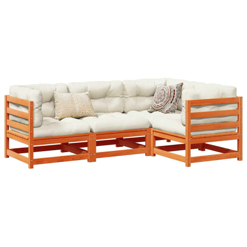4 Piece Garden Sofa Set Solid Wood Pine