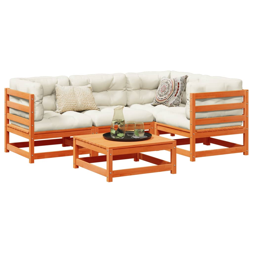 5 Piece Garden Sofa Set Solid Wood Pine