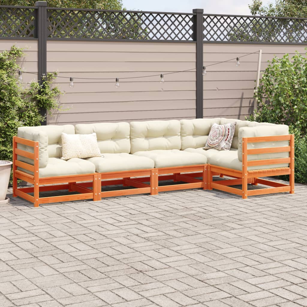 5 Piece Garden Sofa Set Solid Wood Pine