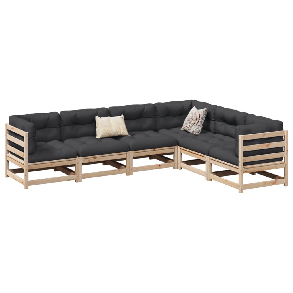 6 Piece Garden Sofa Set Solid Wood Douglas Fir