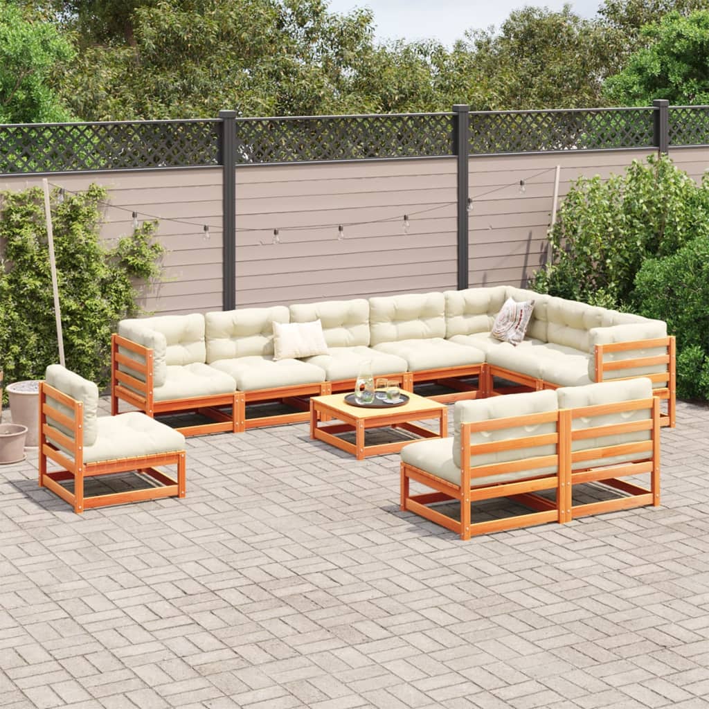 11 Piece Garden Sofa Set Solid Wood Pine