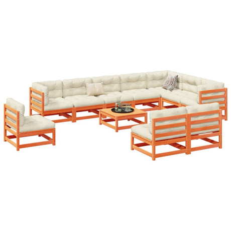 11 Piece Garden Sofa Set Solid Wood Pine