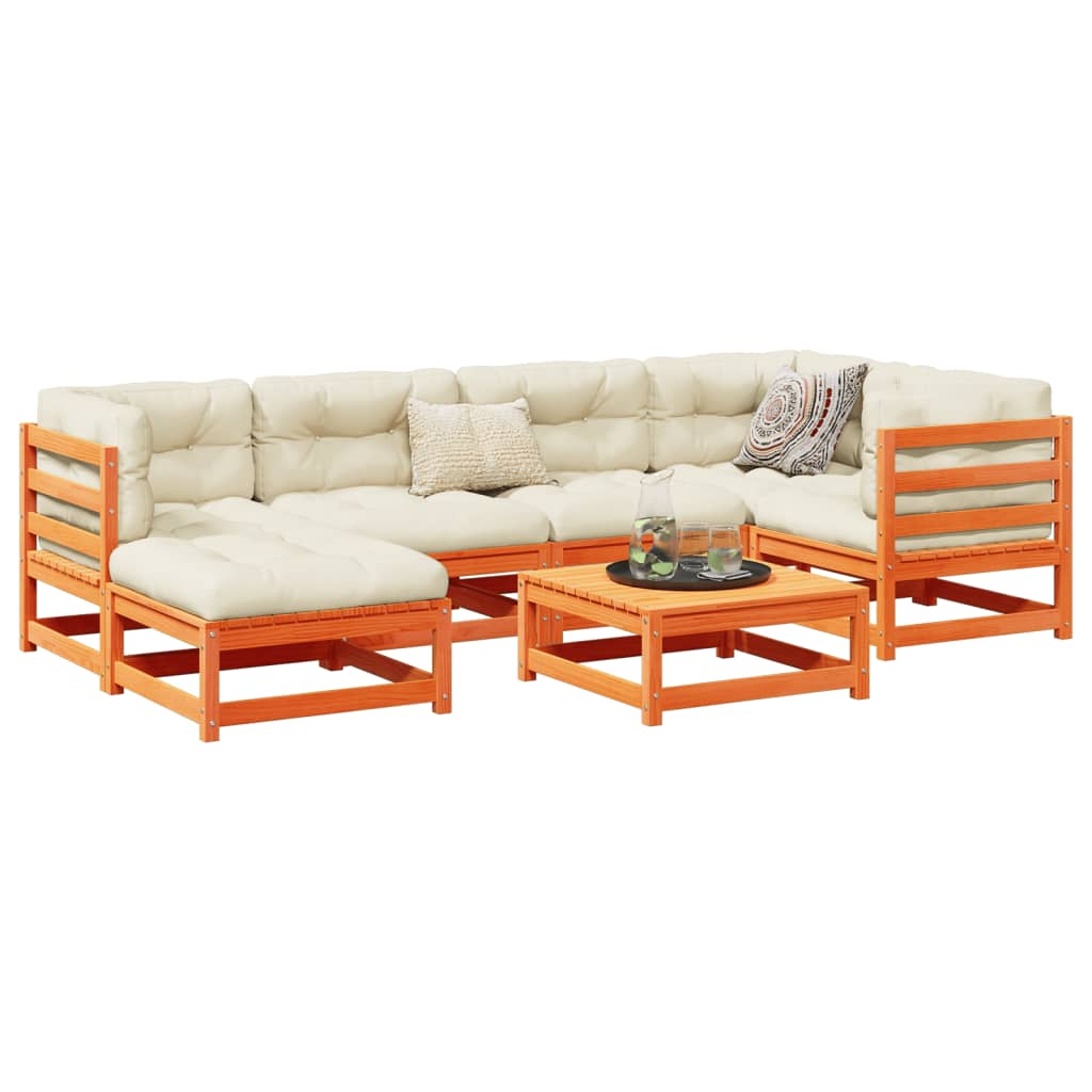 7 Piece Garden Sofa Set Solid Wood Pine