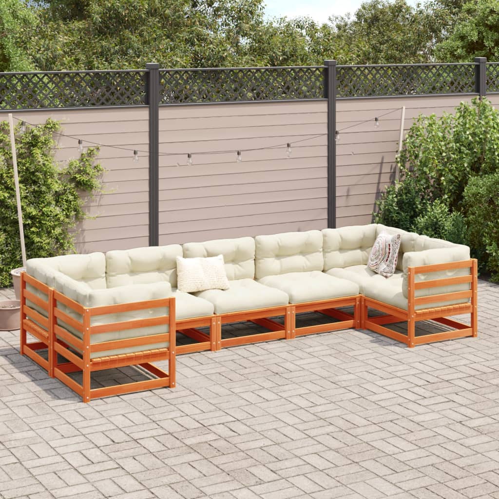 7 Piece Garden Sofa Set Solid Wood Pine