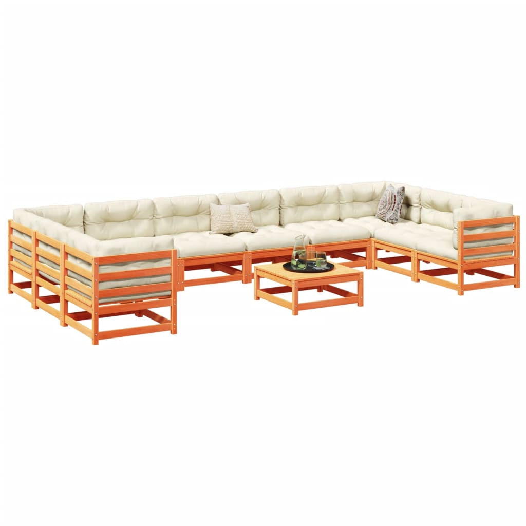 11 Piece Garden Sofa Set Solid Wood Pine