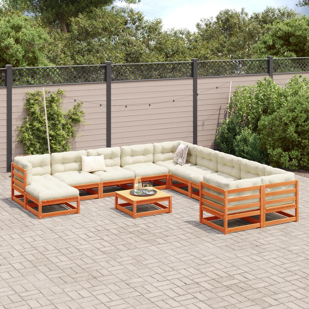 12 Piece Garden Sofa Set Solid Wood Pine