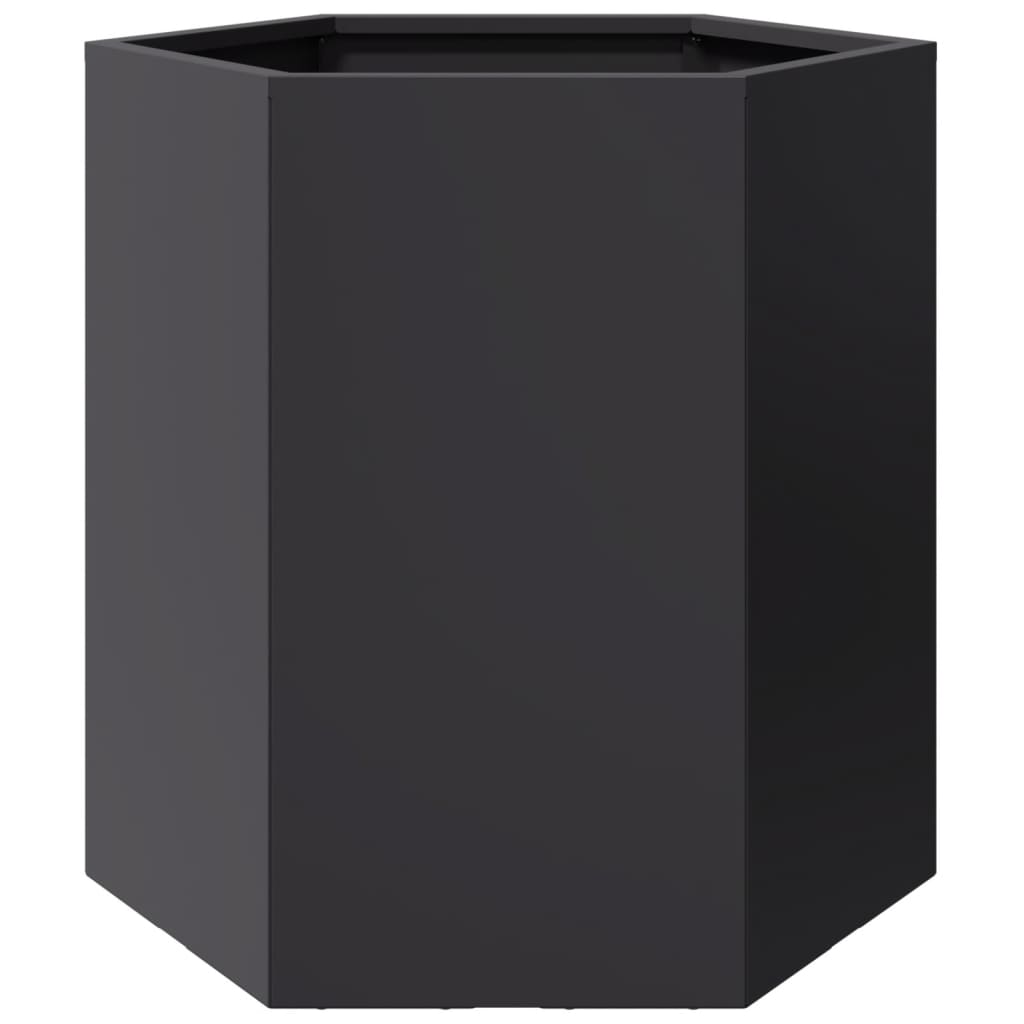 Garden Planter 2 Pcs Black Hexagon Steel