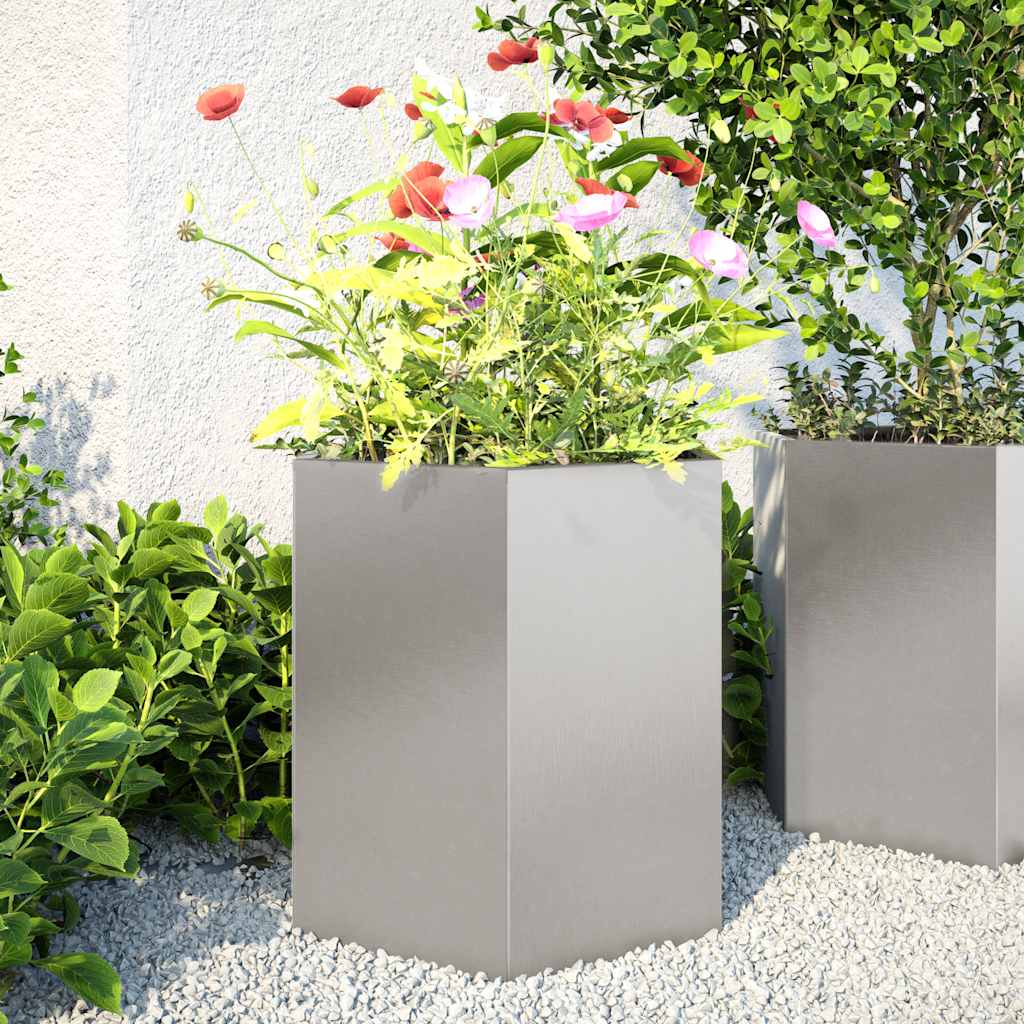Garden Planter 2 Pcs Black Hexagon Steel