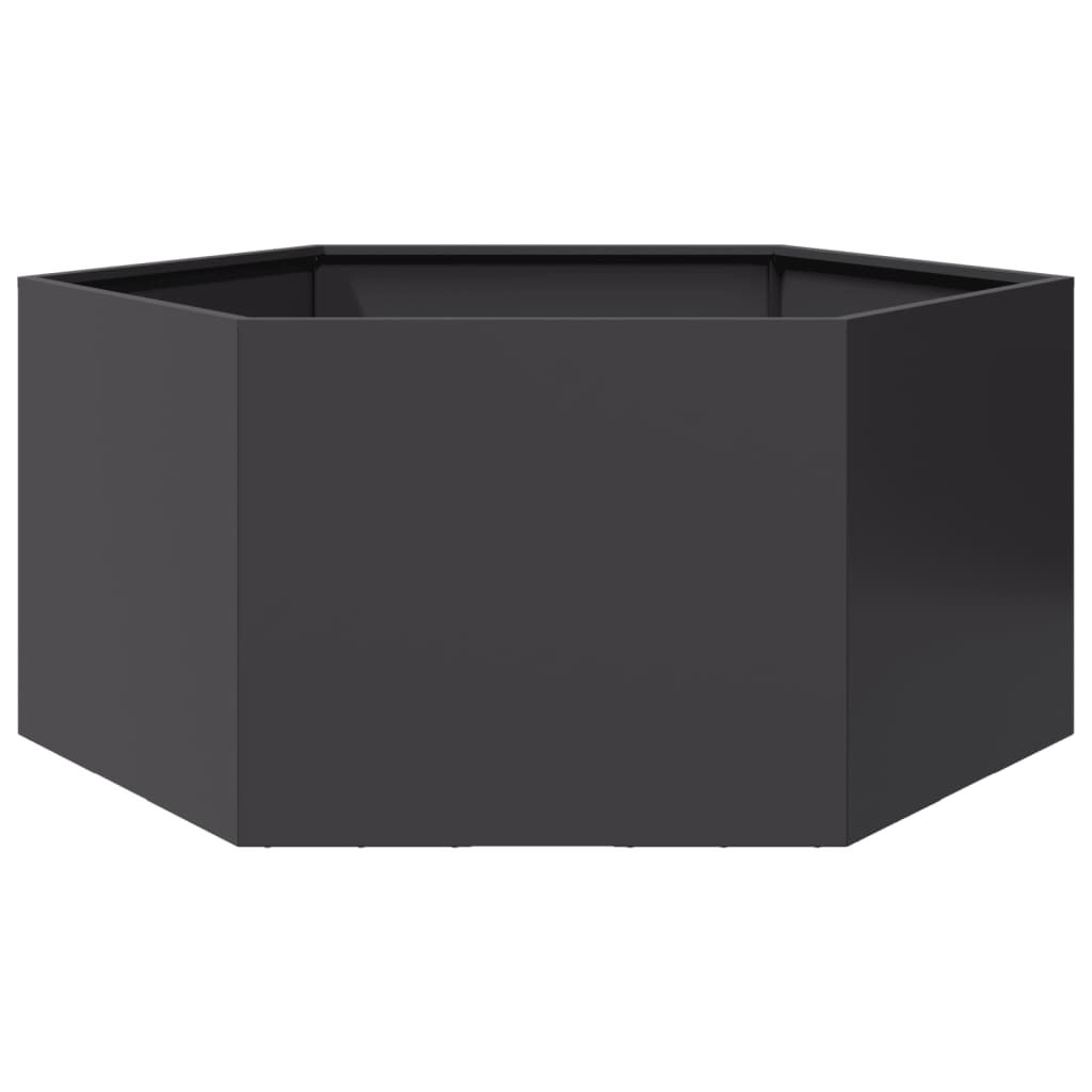 Garden Planter 2 Pcs Black Hexagon Steel