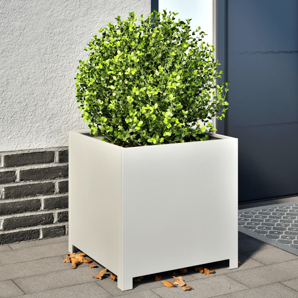 Garden Planters 2 Pcs White Steel