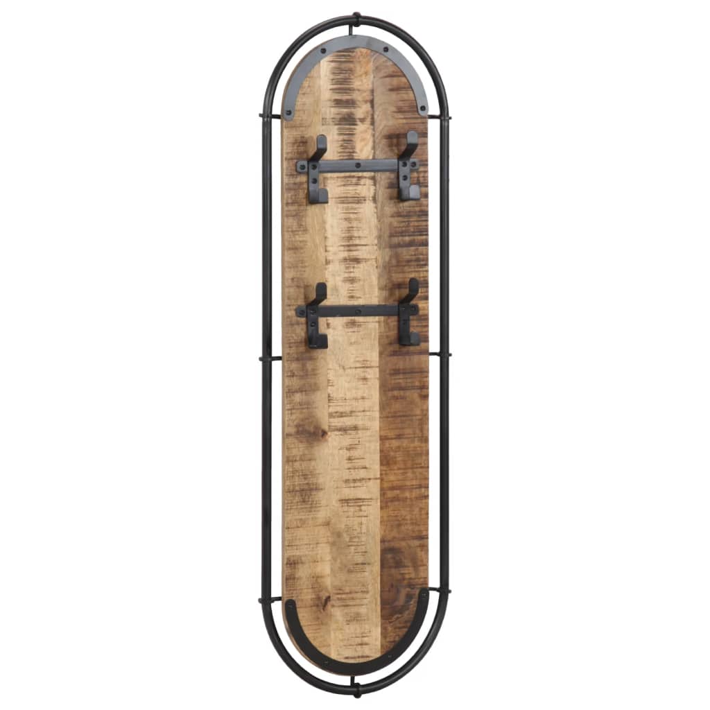 Wall-Mounted Coat Racks With 4 Hooks 2 Pcs Solid Wood Rough Mango